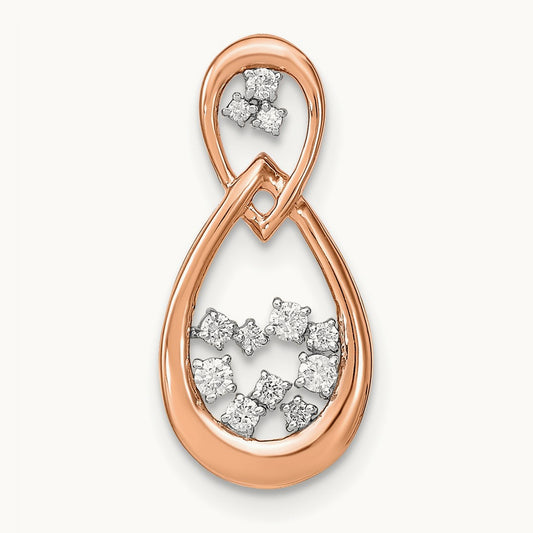 Polished Diamond Double Teardrop Chain Slide, 14K Rose Gold