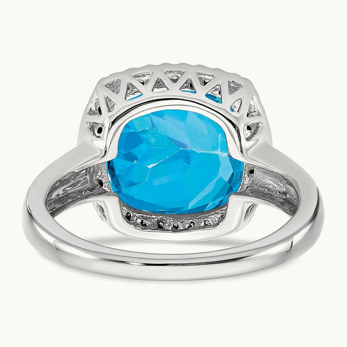 Blue Topaz and Diamond Ring, 14K White Gold