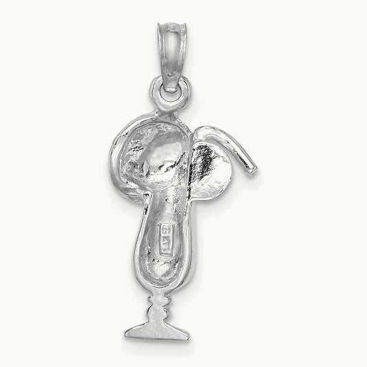 Polished Tropical Drink Charm, 14K White Gold