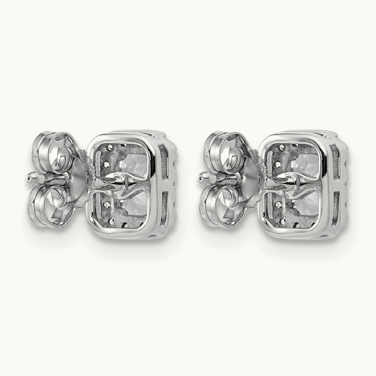 Radiant Halo Post Earrings, 0.50-8.50 ct tw Lab-Grown Diamond — 5/8 ct, 14K White Gold