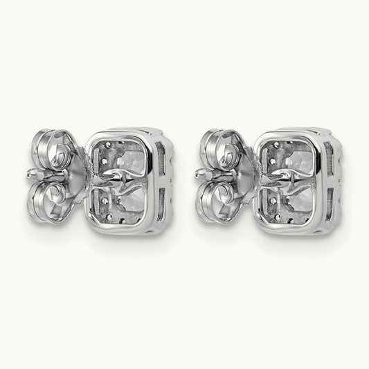 Emerald Halo Post Earrings, 0.50-1.00 ct tw Lab-Grown Diamond