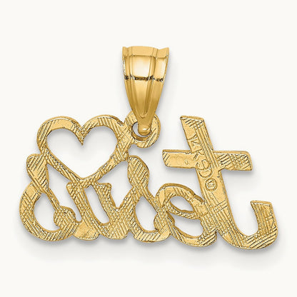 LOVE JESUS Script Charm, 14K