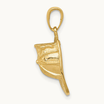 3-D Firefighter Hat Pendant, 14K