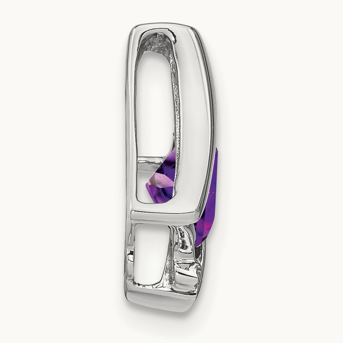 Amethyst and Diamond Pendant — 14K White Gold
