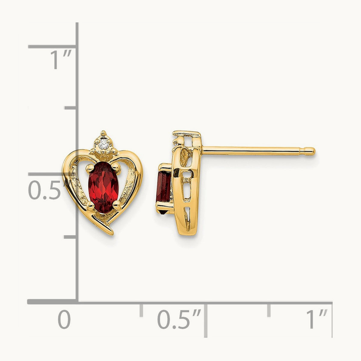 Garnet and Diamond Heart Earrings — photo set