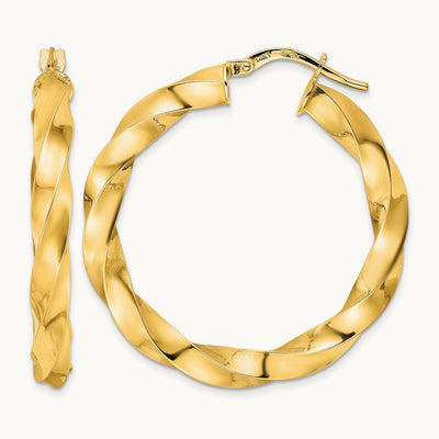 Polished Twisted Hoop Earrings — 33.25mm