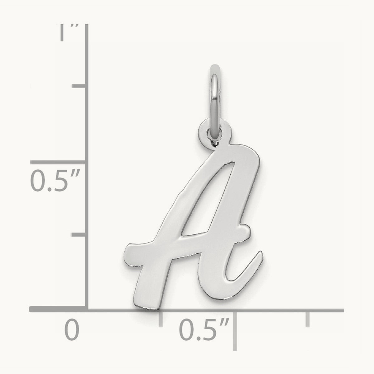 Medium Script Initial Charm — 14K White Gold, A