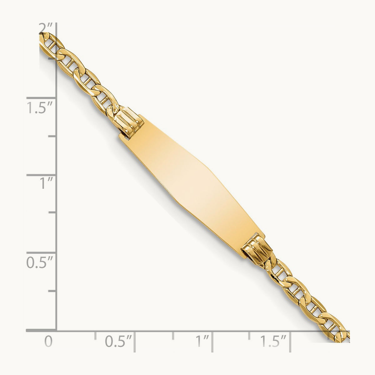 Semi-solid Soft Diamond Shape Anchor Link ID Bracelet, 14K