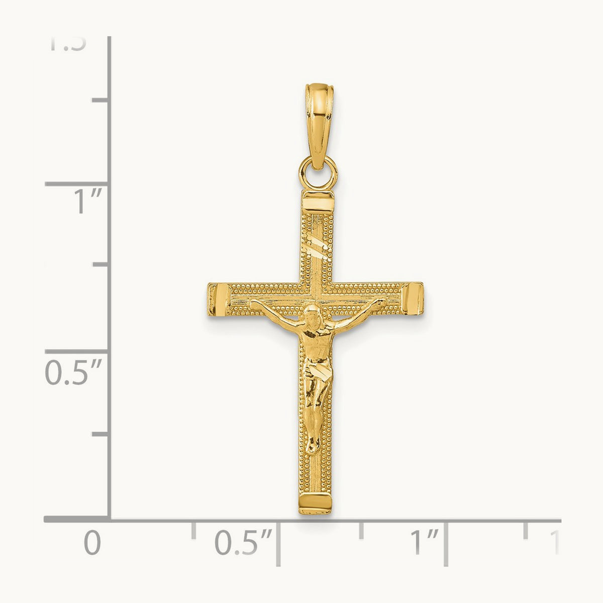 Diamond-cut Fancy Tipped Crucifix Pendant, 14K