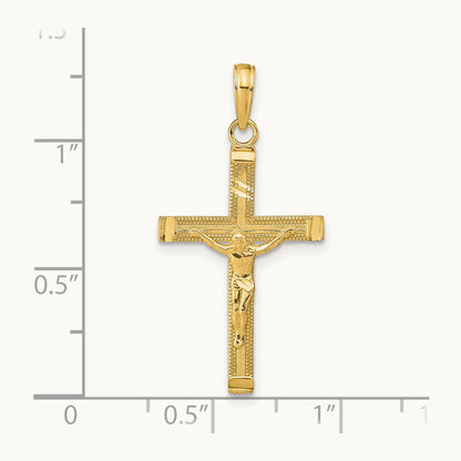 Diamond-cut Fancy Tipped Crucifix Pendant, 14K