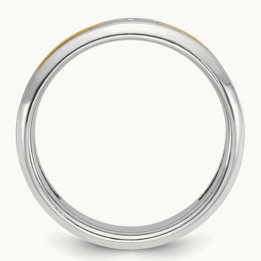 IBGoodman Men's Polished and Satin Diamond Complete Ring, 14K Two-tone