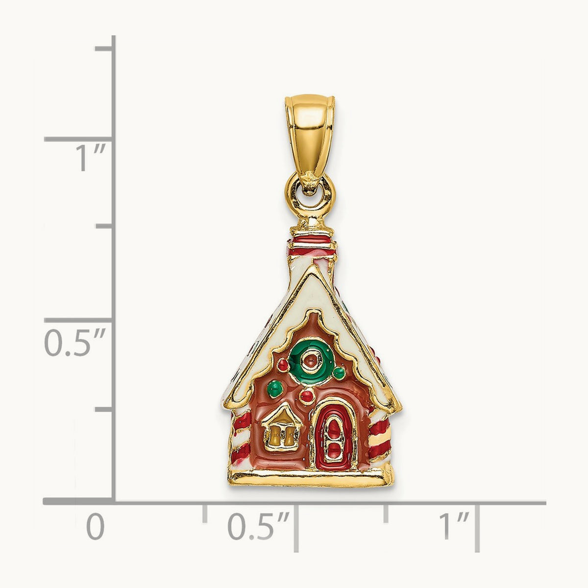 3-D Enamel Gingerbread House Charm, 14K