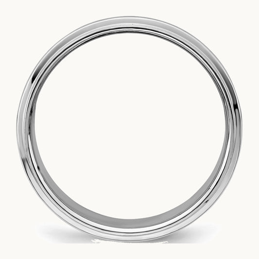 Sterling Silver Rhodium-plated 8mm Flat w/ Step Edge Band