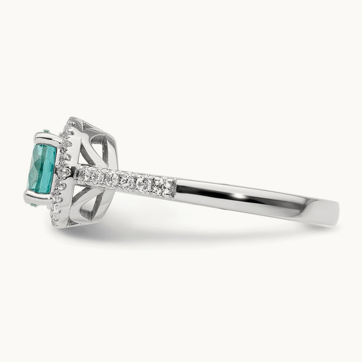 Created Paraiba Ring, 0.20 ct tw Lab-Grown Diamond