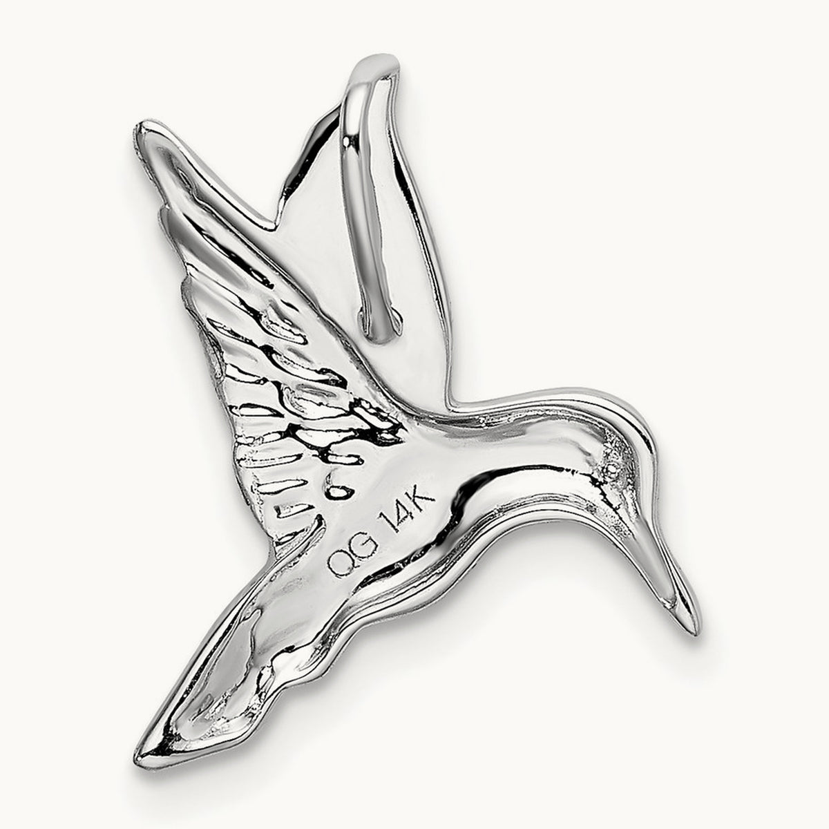 Polished Open-Backed Hummingbird Chain Slide, 14K White Gold