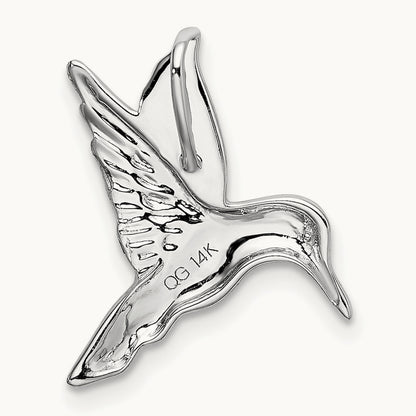 Polished Open-Backed Hummingbird Chain Slide, 14K White Gold