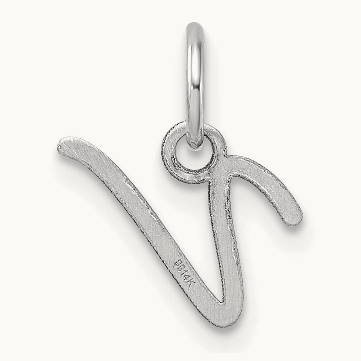 Uppercase Initial Charm — 14K White Gold, V