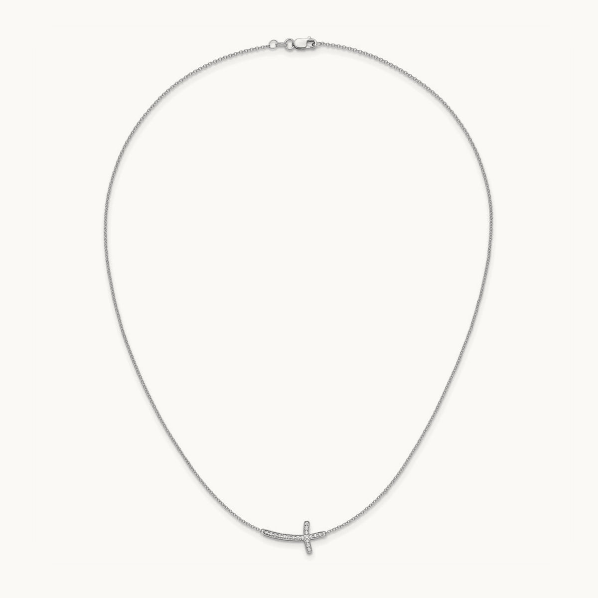 Diamond Sideways Cross 18in Necklace