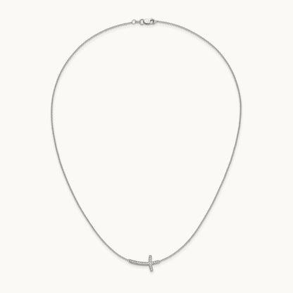 Diamond Sideways Cross 18in Necklace