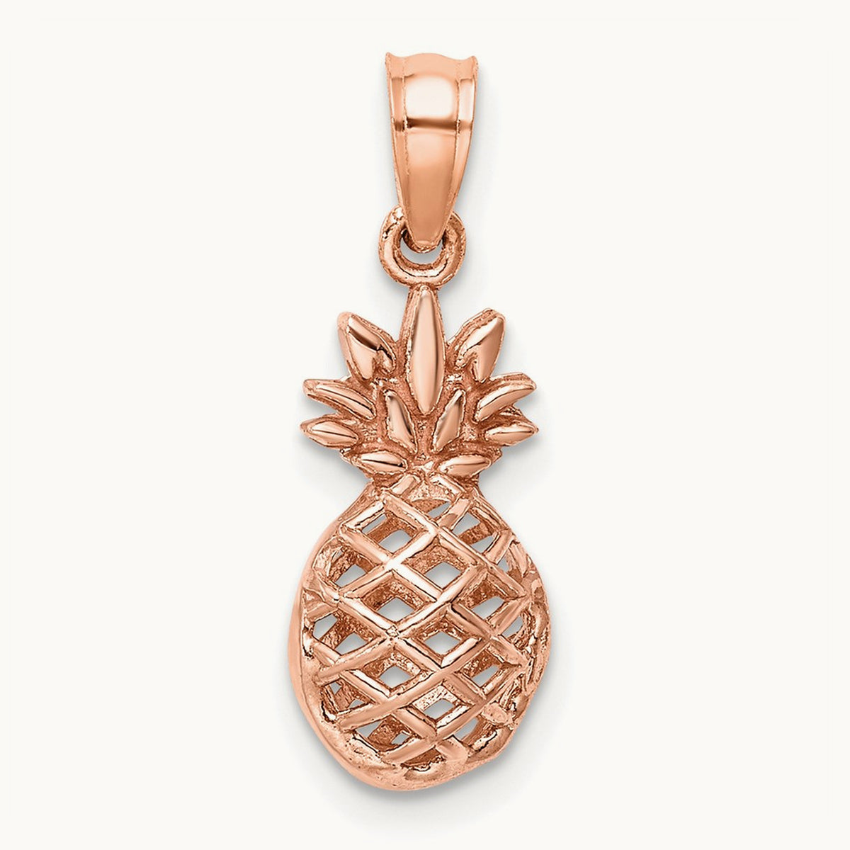 Polished 3D Pineapple Pendant — 14K Rose Gold