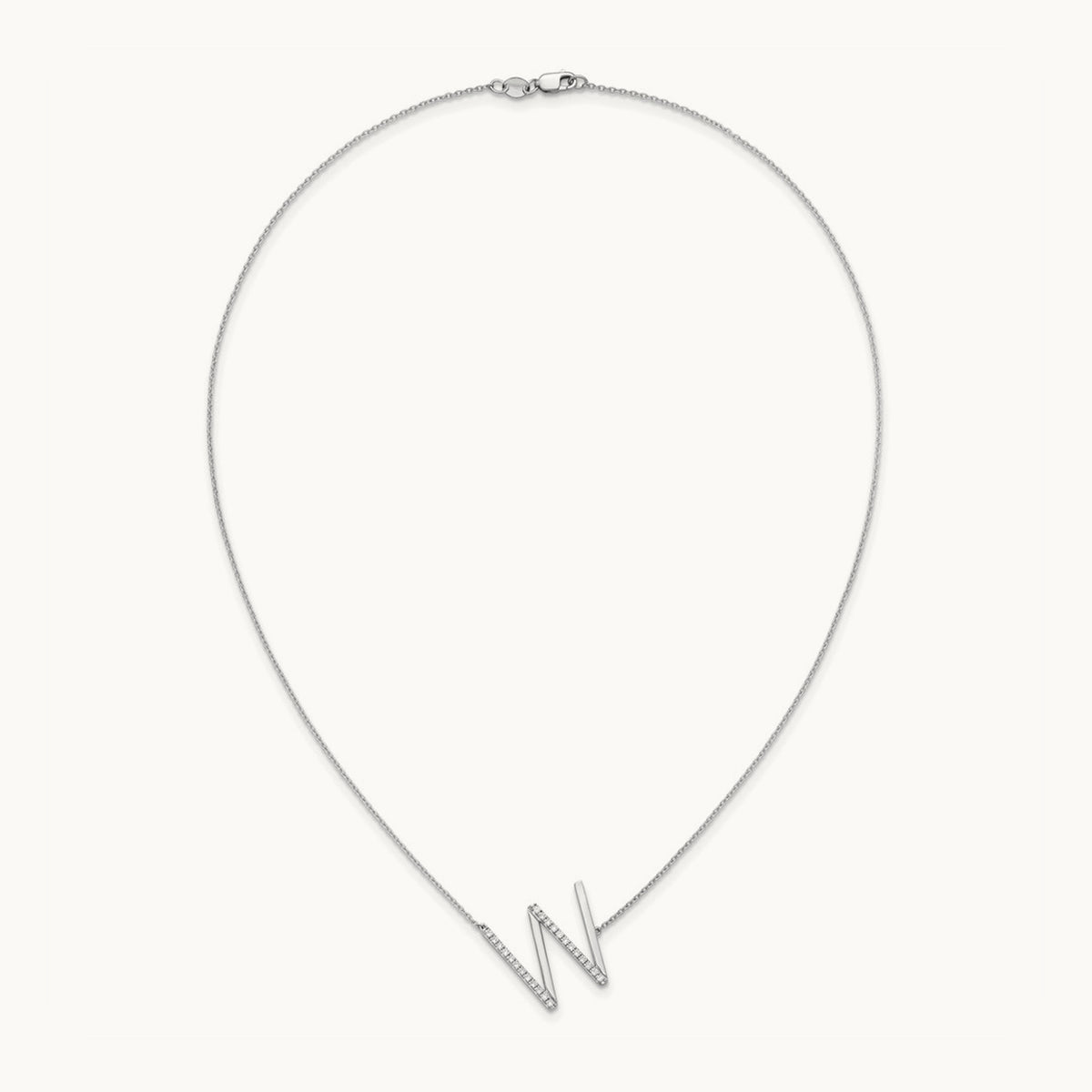 Sideways Diamond Necklace — 14K White Gold, W