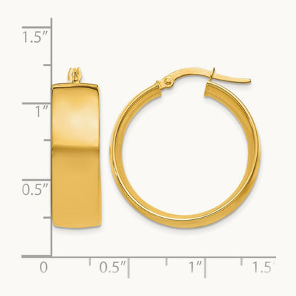 Polished Large Hoop Earrings, 7.75mm, 14K