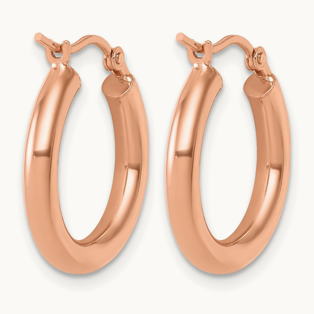 Polished Hoop Earrings, 10K Rose Gold — Leslie's