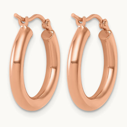 Polished Hoop Earrings, 10K Rose Gold — Leslie's