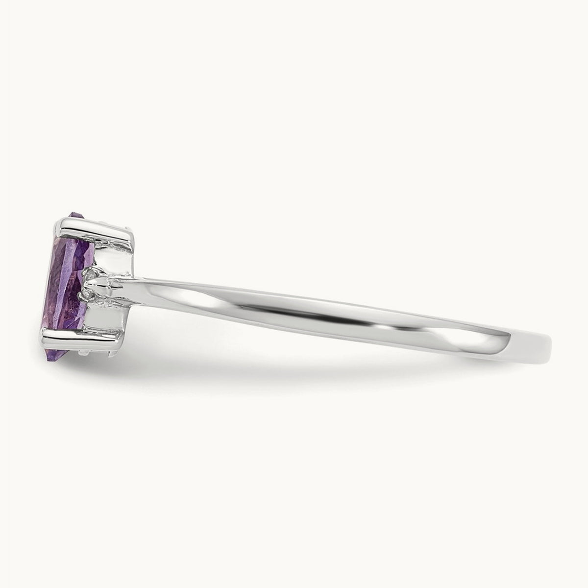 Diamond & Amethyst Birthstone Ring — 14K White Gold, 6