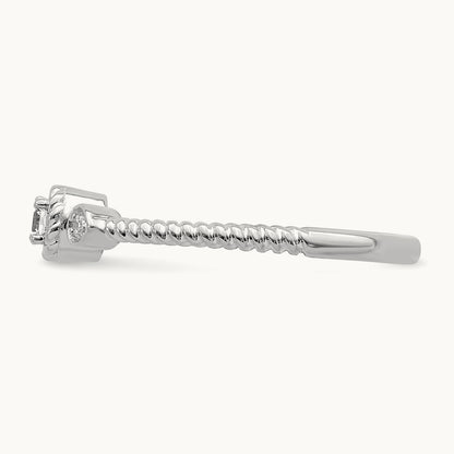 Roped Band Petite Round Complete Diamond Ring — 14K White Gold, 7