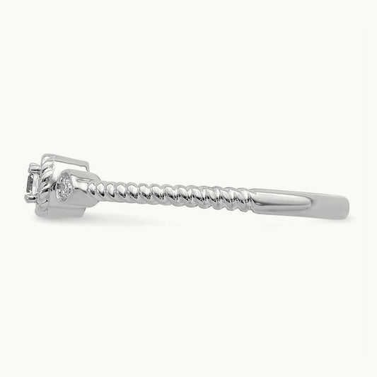 Roped Band Petite Round Complete Diamond Ring — 14K White Gold, 7