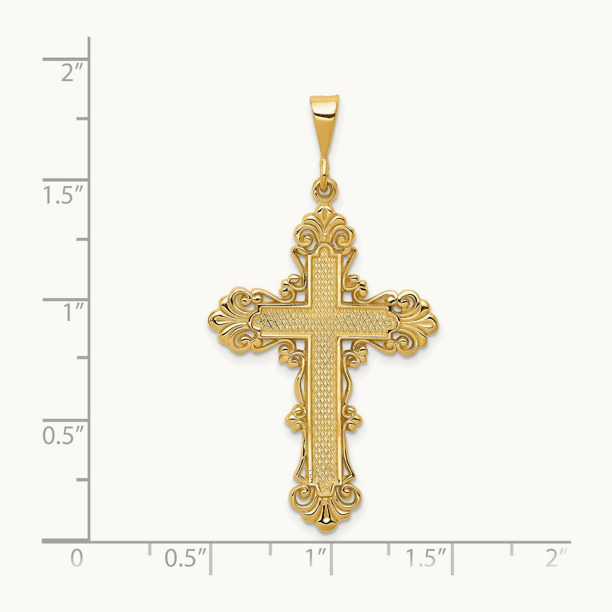 Fleur De Lis Cross Pendant, 14K