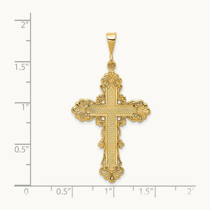 Fleur De Lis Cross Pendant, 14K