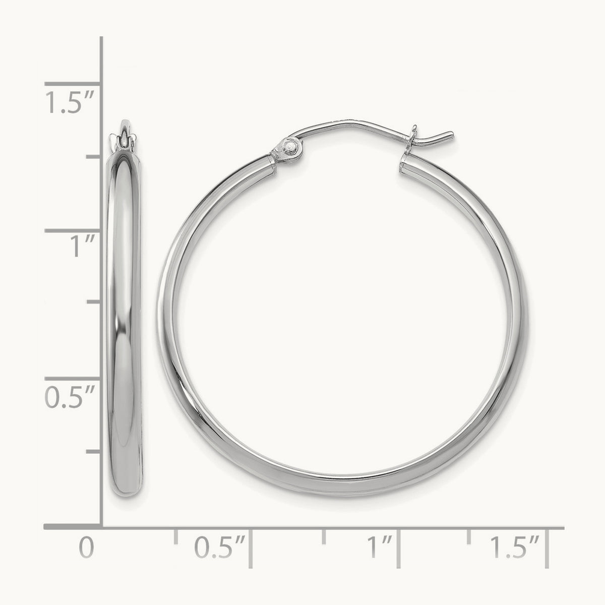 Polished Hoop Earring, 14K White Gold