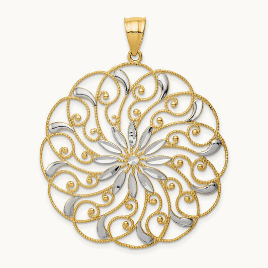 Meridian Swirl Pendant, 14K with White Rhodium