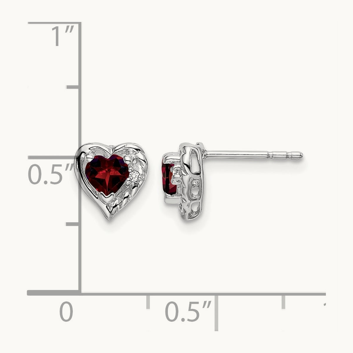 Garnet and Diamond Heart Earrings — photo set