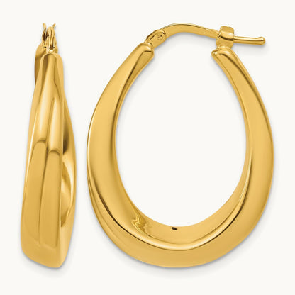 Polished Oval Hollow Hoop Earrings, 14K — Leslie's
