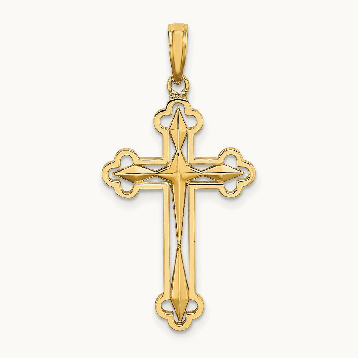 W/ Rhodium D/C Reversible Cross Charm, 14K
