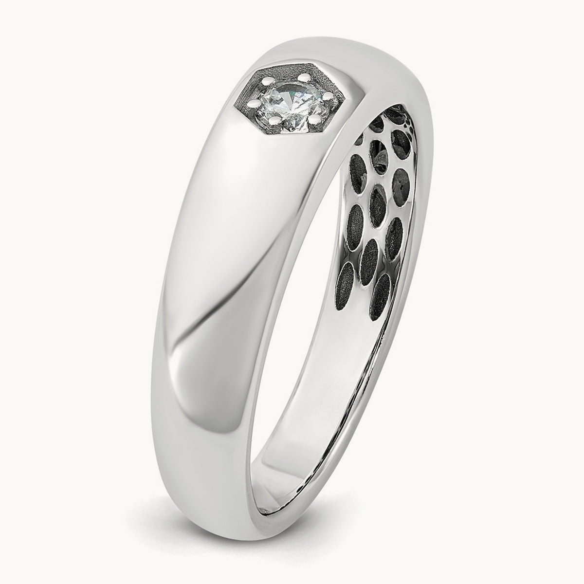 IB Goodman Mens Polished Diamond Ring Mounting, 14K White Gold