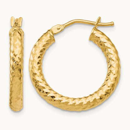 ForeverLite Polished and Textured Hoop Earrings — Leslie's — 10K Yellow Gold, 20mm