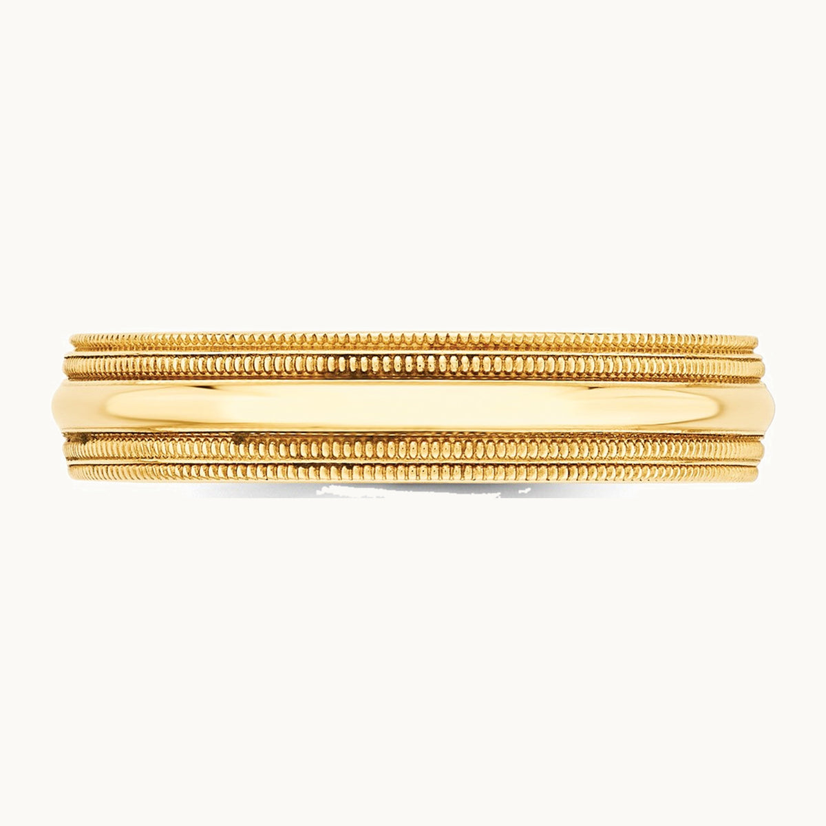 Double Milgrain Comfort Fit Band — 14K Yellow Gold, 5mm