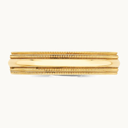 Double Milgrain Comfort Fit Band — 14K Yellow Gold, 5mm