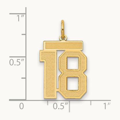 Medium Satin Number 18 Charm, 14K