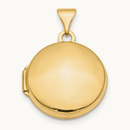 Polished Domed Round Locket — 14K Yellow Gold, 16mm