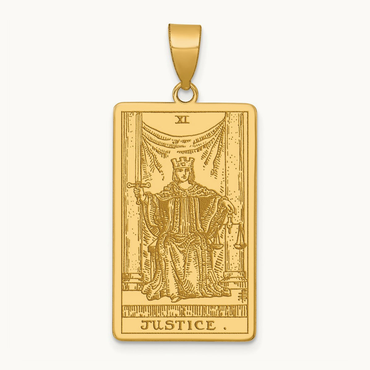 Justice Tarot Card Pendant, 14K Yellow Gold