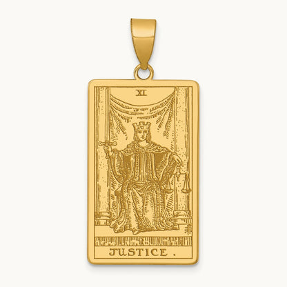 Justice Tarot Card Pendant, 14K Yellow Gold