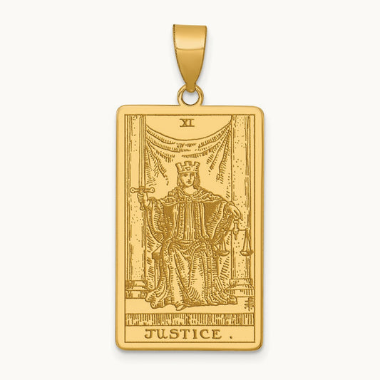 Justice Tarot Card Pendant, 14K Yellow Gold