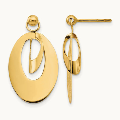 Polished and Scratch Finish Oval Post Earrings, 14K — Leslie's