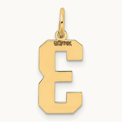 Medium Satin Number 3 Charm — 14K Yellow Gold