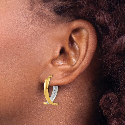W/ Polished and Textured Fancy Hoop Earrings — Leslie's — 15.5mm